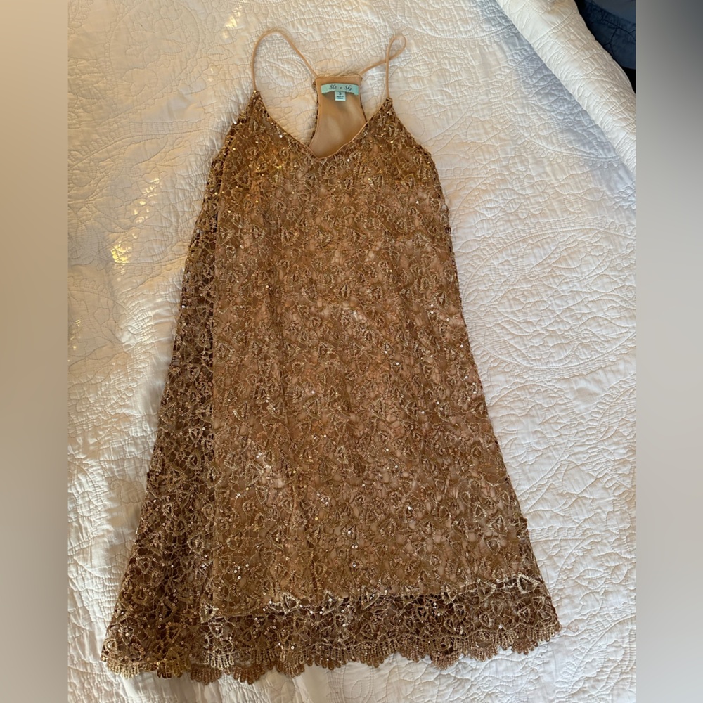Gold 20s Style A-line dress